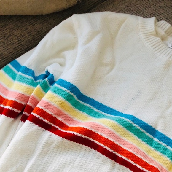 Retro Vintage Rainbow Striped Knit Sweater - Picture 5 of 9
